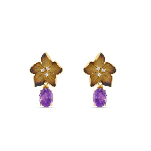 Sculptural Purple Flower Earrings