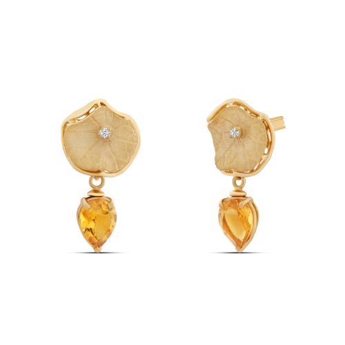 Sculptural Yellow Flower Earrings