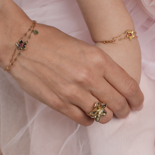 Baby Pink Tourmaline Periwinkle Bracelet