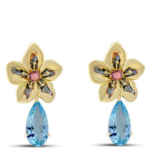 Large Sky Blue Topaz Drop Periwinkle Earrings