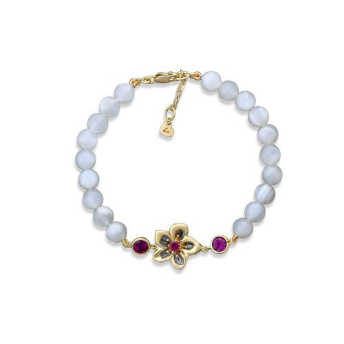 Moonstone Bead Periwinkle Bracelet