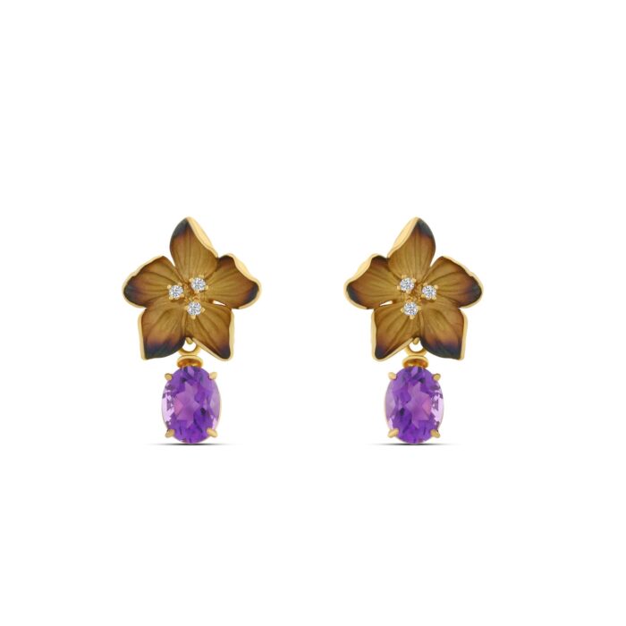Sculptural Purple Flower Earrings