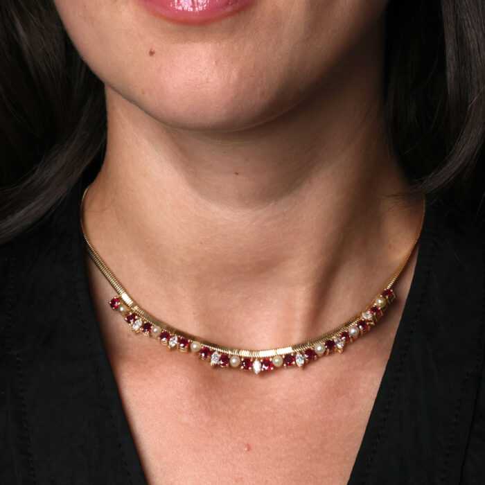 Necklace with Diamonds and Tanzanites