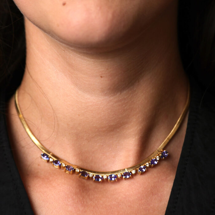 Necklace with Diamonds and Tanzanites