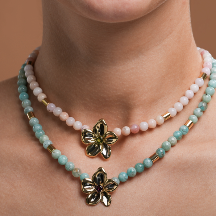 Amazonite Bead Periwinkle Necklace