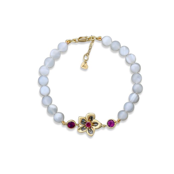 Moonstone Bead Periwinkle Bracelet