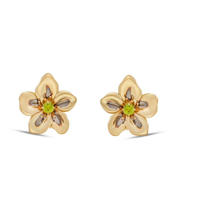 Large Peridot Periwinkle Studs