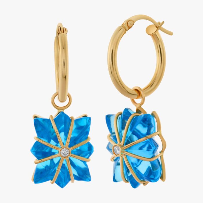 Aurora Blue Topaz Large Star Gem Hoops