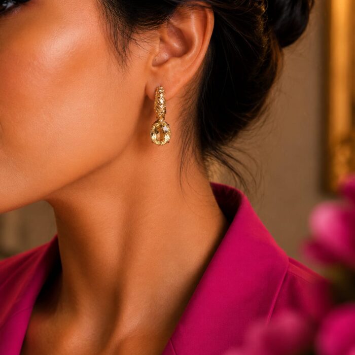 Palm Citrine Classic Earrings