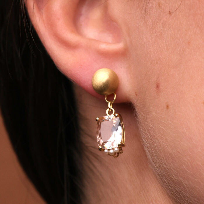 Classic Morganite and Pearl Drop Earrings