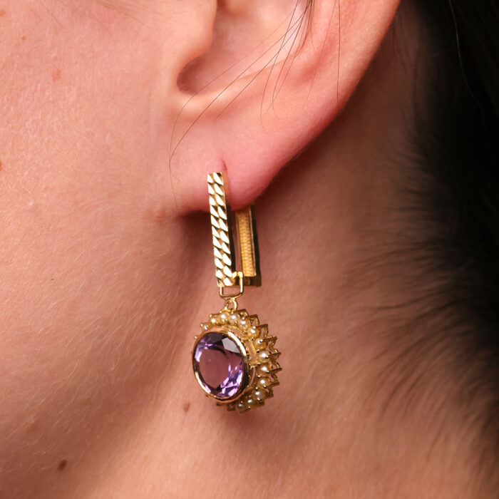 Aurora Rectangular Patterned Hoop Earrings