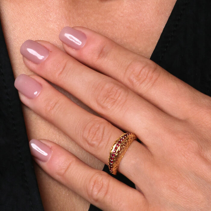 Weave Ring with Rubies