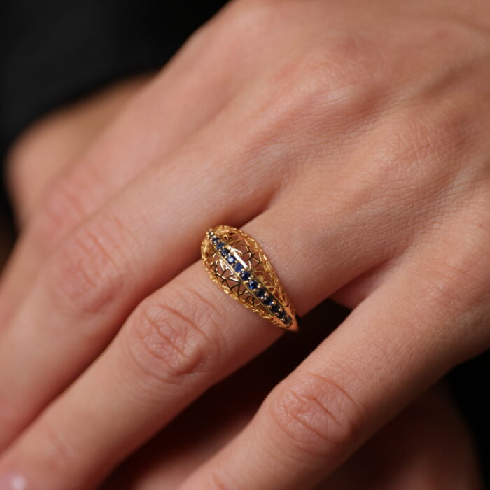 Weave Ring with Sapphires