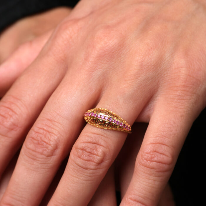 Weave Ring with Pink Sapphires