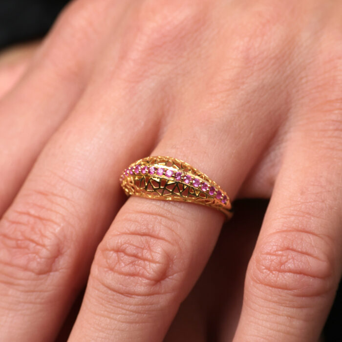 Weave Ring with Rubies