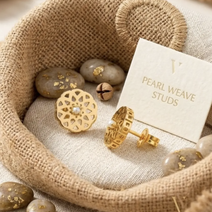 Muharraq Small Stud Earrings with Pearl and Mother of Pearl