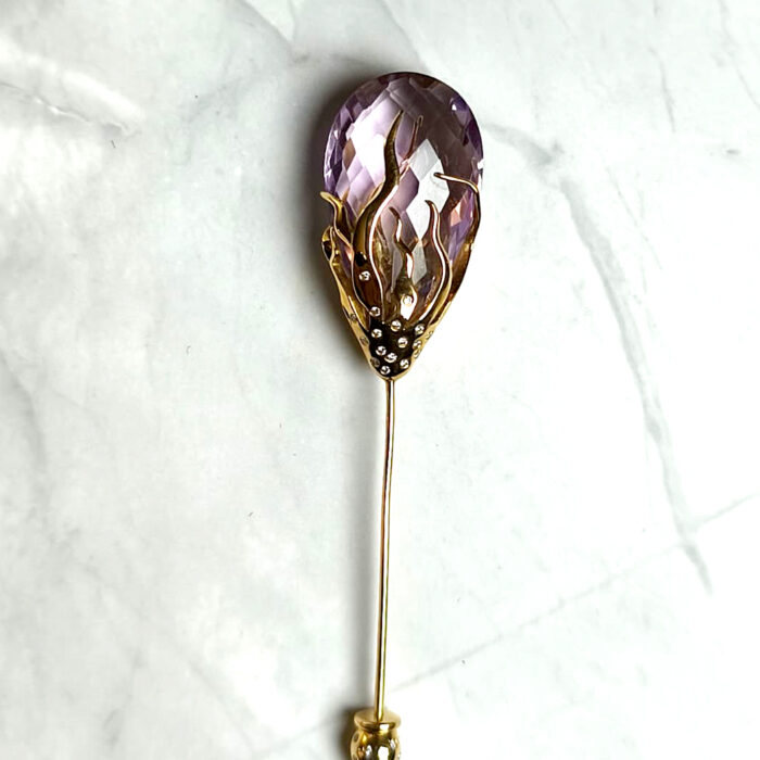 Classic Purple Diamond Pin Brooch