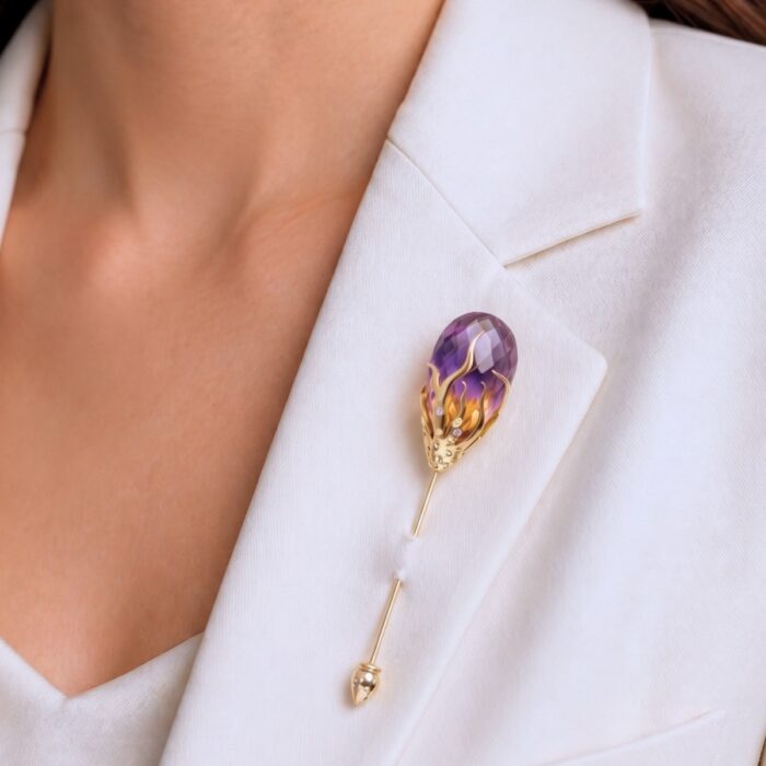 Classic Purple Diamond Pin Brooch