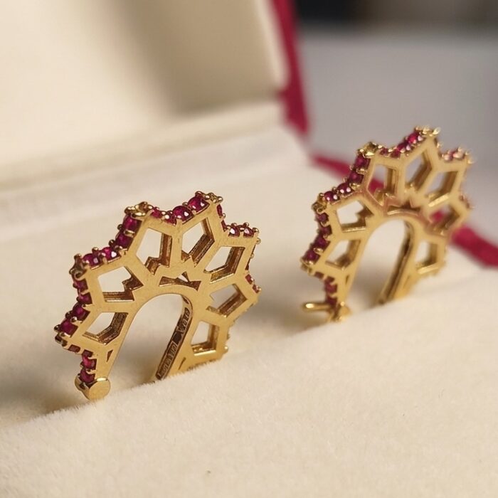 Pink Sapphire Star Earrings