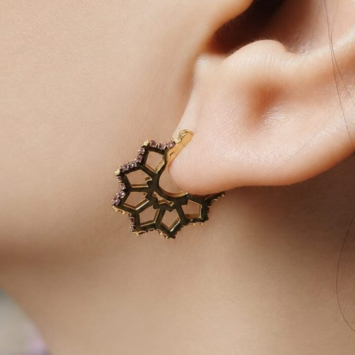 Pink Sapphire Star Earrings