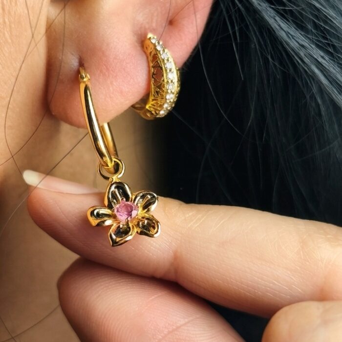Amalia Hoops in Pink Tourmaline