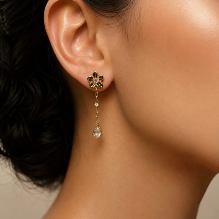 Signature Mini Drop Earrings in Pink Tourmaline, Diamond and Morganite