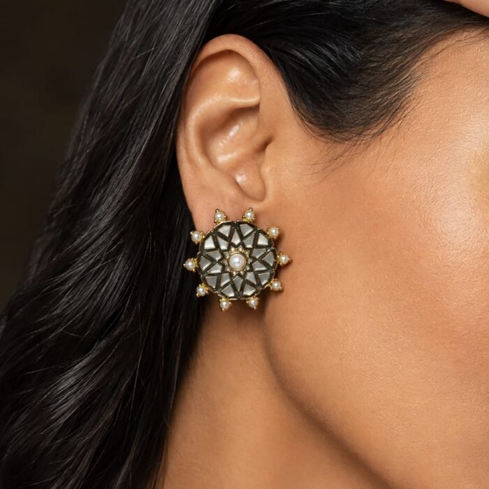 Statement Studs with Pearls and Mother of Pearl