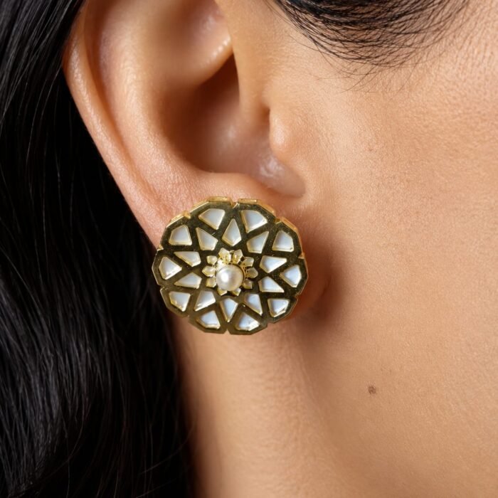 Classic Studs with Bahraini Pearls and Mother of Pearl